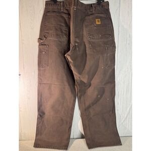 Vintage Distressed Carhartt Brown Work Dungaree Pants 38x32